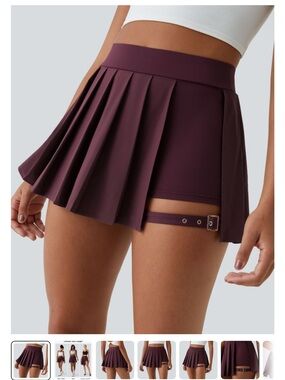 HALARA Pleated Skort in Plum